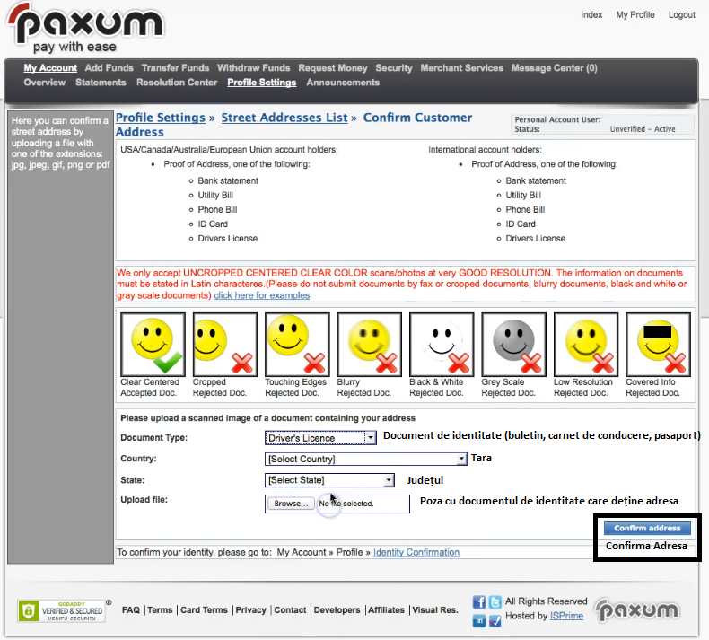 paxum Tutorial Paxum Paxum 6 Verificare Adresa